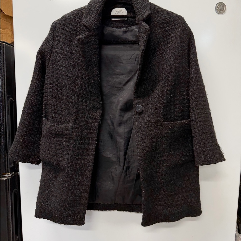 Zara Women's Elegant Black Textured Blazer